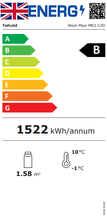 C2DB 1081 Ltr Upright Double Hinged Glass Door Black Display Fridge Energy Rating