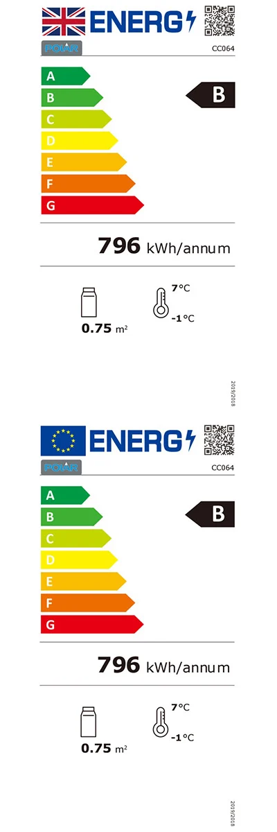 C-Series CC064 346 Ltr Upright Single Glass Door Stainless Steel Display Fridge With Canopy Energy Rating