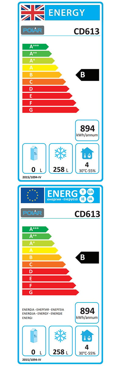 C-Series CD613 Light Duty 365 Ltr Upright Single Door White Freezer Energy Rating