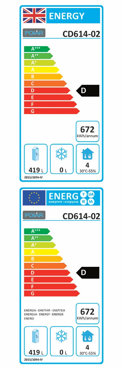 C-Series CD614 Light Duty 600 Ltr Upright Single Door White Fridge Energy Rating