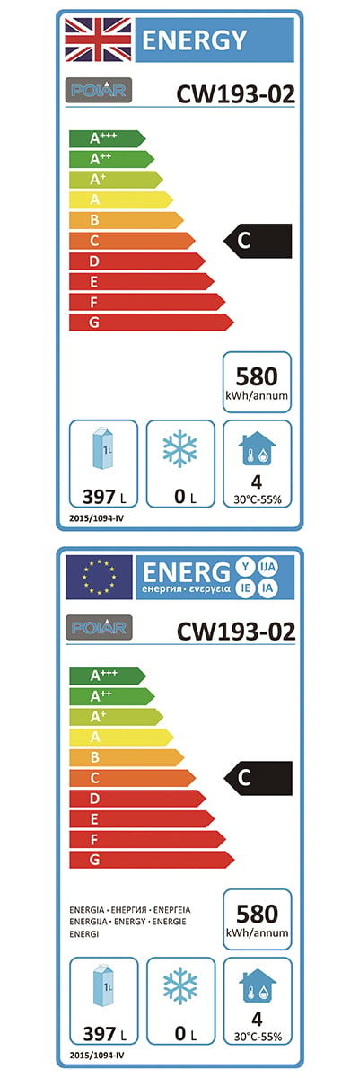 G-Series CW193 Medium Duty 600 Ltr Upright Single Stable Door Stainless Steel Fridge Energy Rating