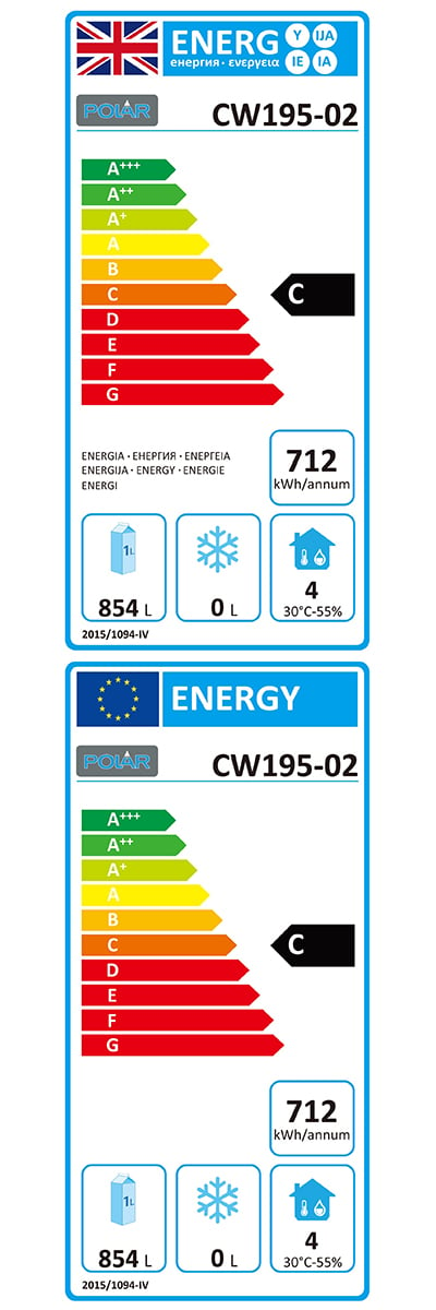 G-Series CW195 Medium Duty 1200 Ltr Upright Double Stable Door Stainless Steel Fridge Energy Rating