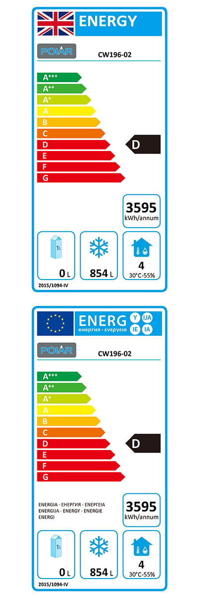 G-Series CW196 Medium Duty 1200 Ltr Upright Double Stable Door Stainless Steel Freezer Energy Rating
