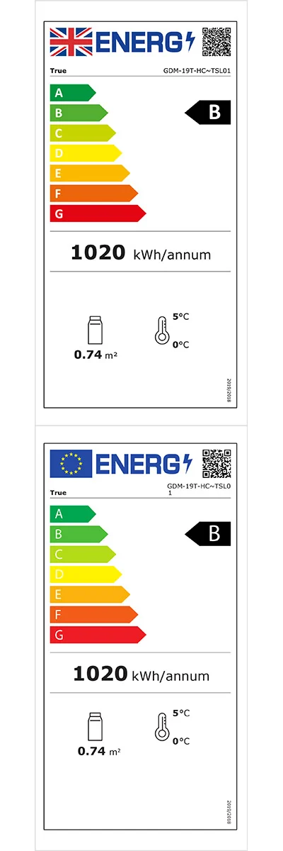 GDM-19T-HC~TSL01 466 Ltr Upright Single Glass Door Aluminium Hydrocarbon Display Fridge Energy Rating