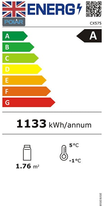 C-Series CX575 235 Ltr Freestanding Energy Efficient Self Serve Refrigerated White Cake Display Fridge Energy Rating