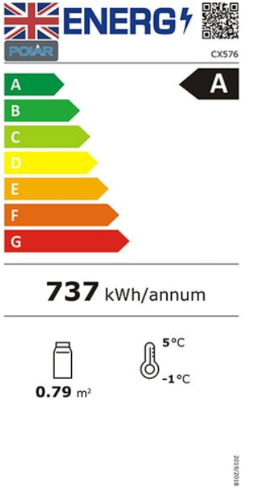 C-Series CX576 86 Ltr Freestanding Energy Efficient Self Serve Refrigerated White Cake Display Fridge Energy Rating