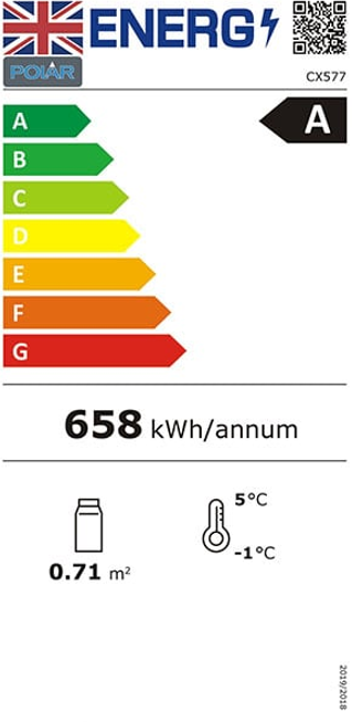 C-Series CX577 68 Ltr Freestanding Energy Efficient Self Serve Refrigerated Black Cake Display Fridge Energy Rating