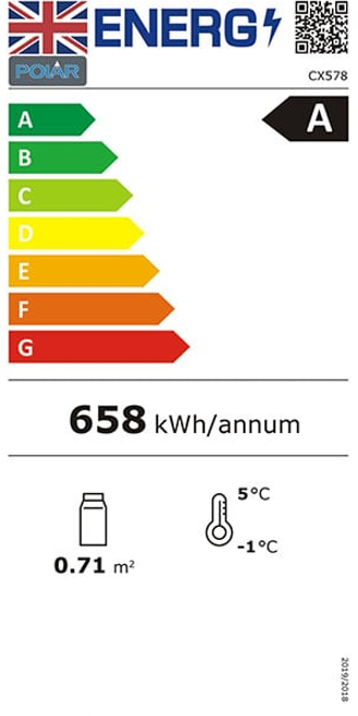 C-Series CX578 68 Ltr Freestanding Energy Efficient Self Serve Refrigerated White Cake Display Fridge Energy Rating