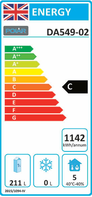 U-Series DA549 366 Ltr 8 Drawer Stainless Steel Refrigerated Prep Counter Energy Rating