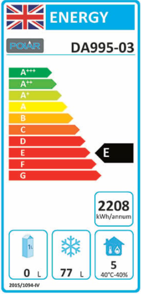 U-Series DA995 3 x 1/1GN Stainless Steel Dual Temperature Fridge / Freezer Drawers Energy Rating