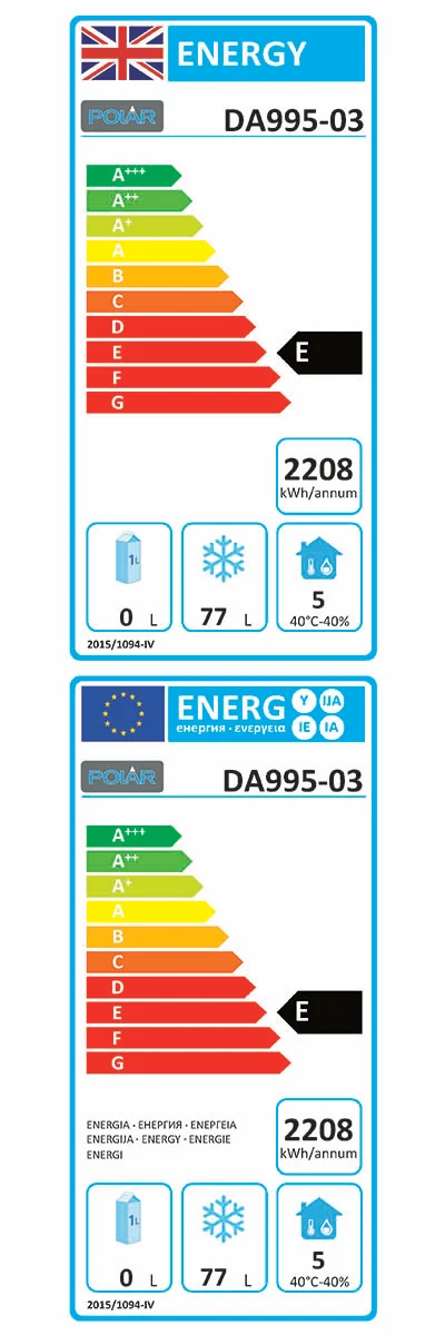 U-Series DA995 3 x 1/1GN Stainless Steel Dual Temperature Fridge / Freezer Drawers Energy Rating