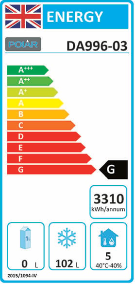 U-Series DA996 4 x 1/1GN Stainless Steel Dual Temperature Fridge / Freezer Drawers Energy Rating