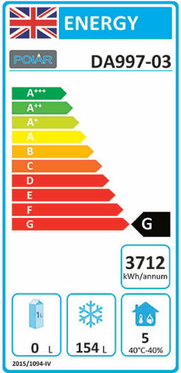 U-Series DA997 6 x 1/1GN Stainless Steel Dual Temperature Fridge / Freezer Drawers Energy Rating