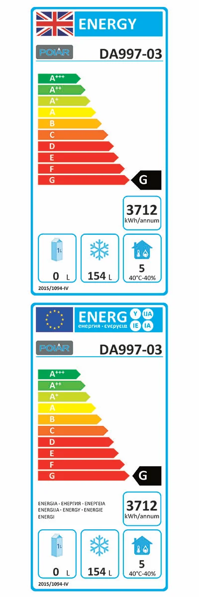 U-Series DA997 6 x 1/1GN Stainless Steel Dual Temperature Fridge / Freezer Drawers Energy Rating