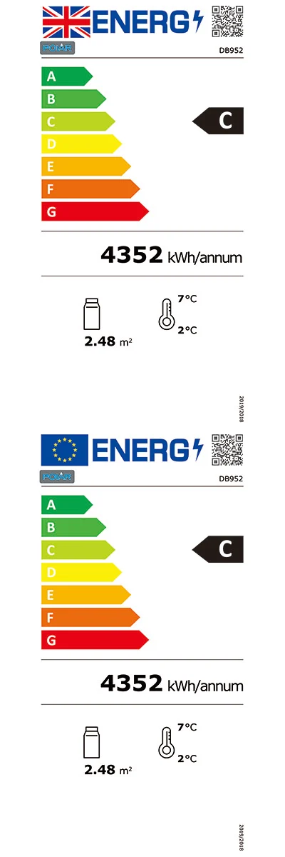 U-Series DB952 1500mm Wide Flat Glass Patisserie Serve Over Counter Display Fridge Energy Rating