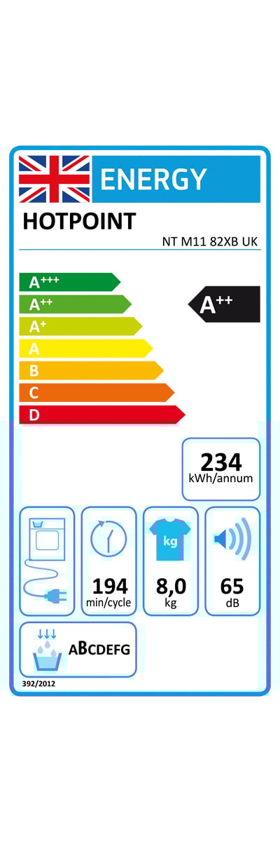 ActiveCare NTM1182XB 8kg Heat Pump Condenser Tumble Dryer Energy Rating