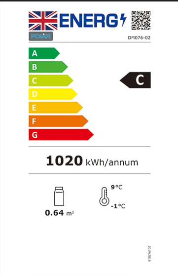 G-Series DM076 368 Ltr Upright Single Glass Door White Display Fridge With Canopy Energy Rating