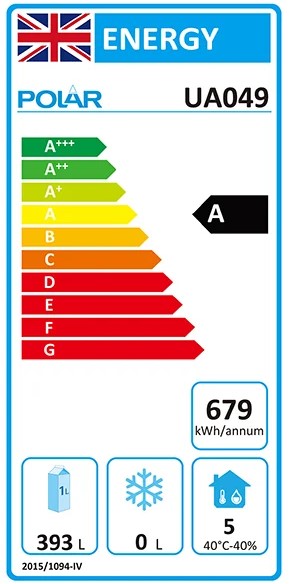 U-Series UA049 553 Ltr 4 Door Stainless Steel Refrigerated Prep Counter Energy Rating