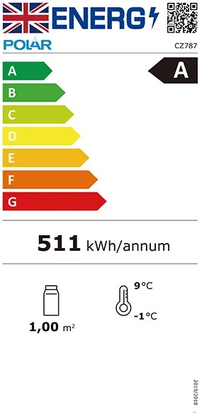 C-Series CZ787 600 Ltr Upright Single Glass Door White Display Fridge Energy Rating