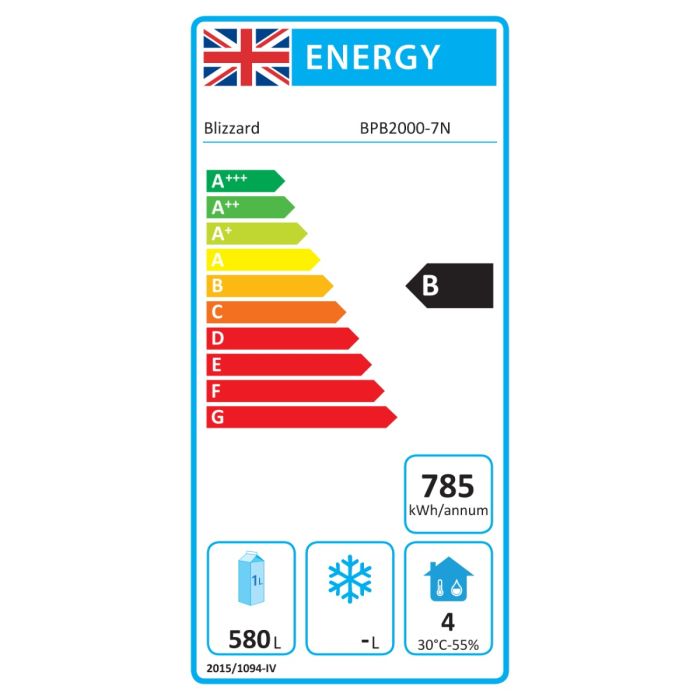 BPB2000-7N 428 Ltr 2 Door & 7 Ambient Drawers Stainless Steel Refrigerated Pizza / Saladette Prep Counter Energy Rating
