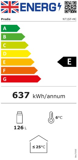 NT1ST-HC 126 Ltr Undercounter Single Glass Door Stainless Steel Back Bar Bottle Cooler Energy Rating