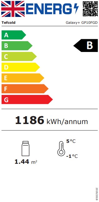 GALAXY+ GP10FGD 1018mm Wide White Multideck Display Fridge With Self Closing Doors Energy Rating