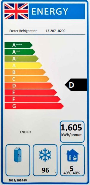 LR200 200 Ltr Undercounter Single Door Stainless Steel Freezer Energy Rating