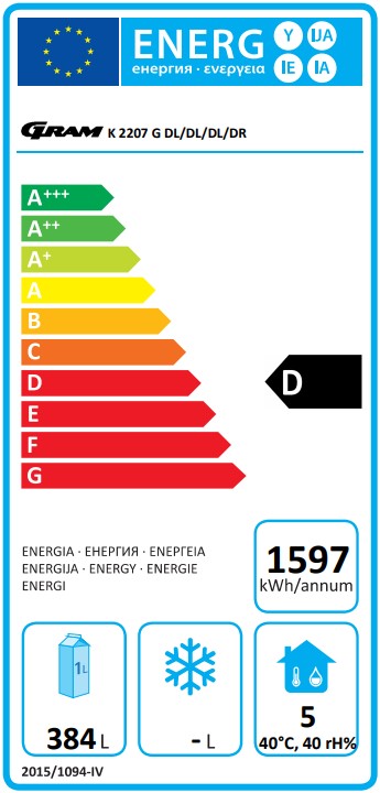 GASTRO K 2207 CSG A DL/DL/DL/DR L2 668 Ltr 4 Door Stainless Steel Refrigerated Prep Counter Energy Rating