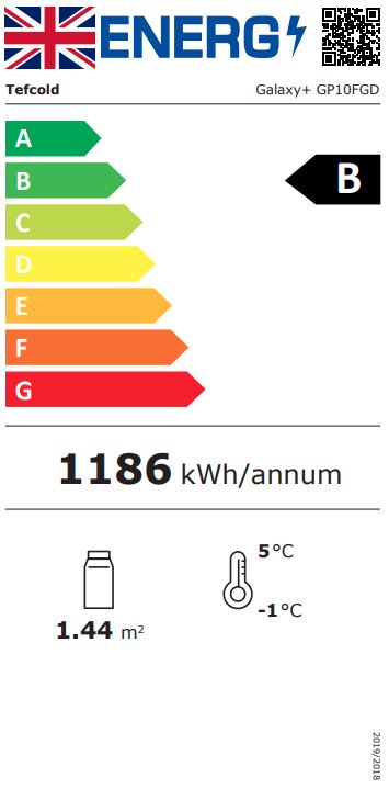 GALAXY+ GP10FGD 1018mm Wide Black Multideck Display Fridge With Double Glazed Glass Doors Energy Rating