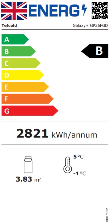 GALAXY+ GP26FGD 2580mm Wide White Multideck Display Fridge With Double Glazed Hinged Glass Doors Energy Rating