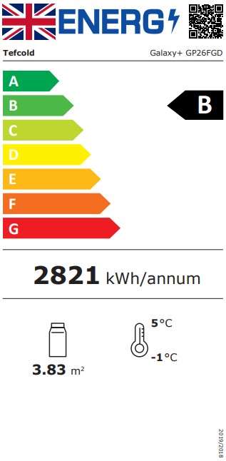 GALAXY+ GP26FGD 2580mm Wide Black Multideck Display Fridge With Double Glazed Hinged Glass Doors Energy Rating