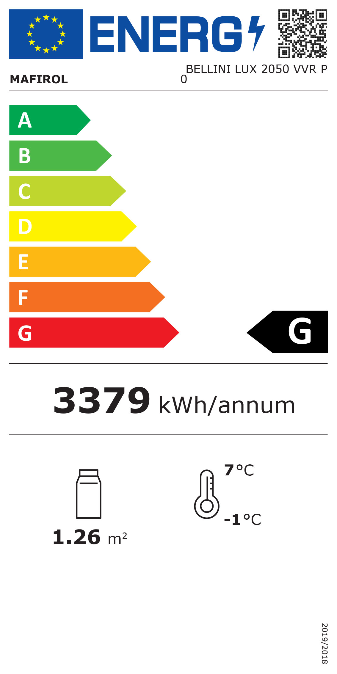 BELLINI ID 2050FV SR 2100mm Wide Flat Glass Serve Over Counter Display Fridge Energy Rating