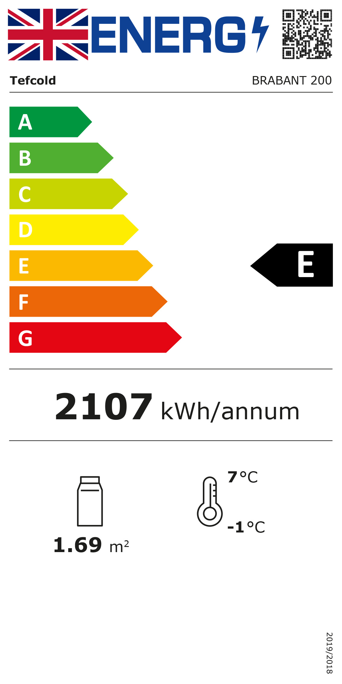 BRABANT200 1953mm Wide Flat Glass Serve Over Counter Display Fridge Energy Rating