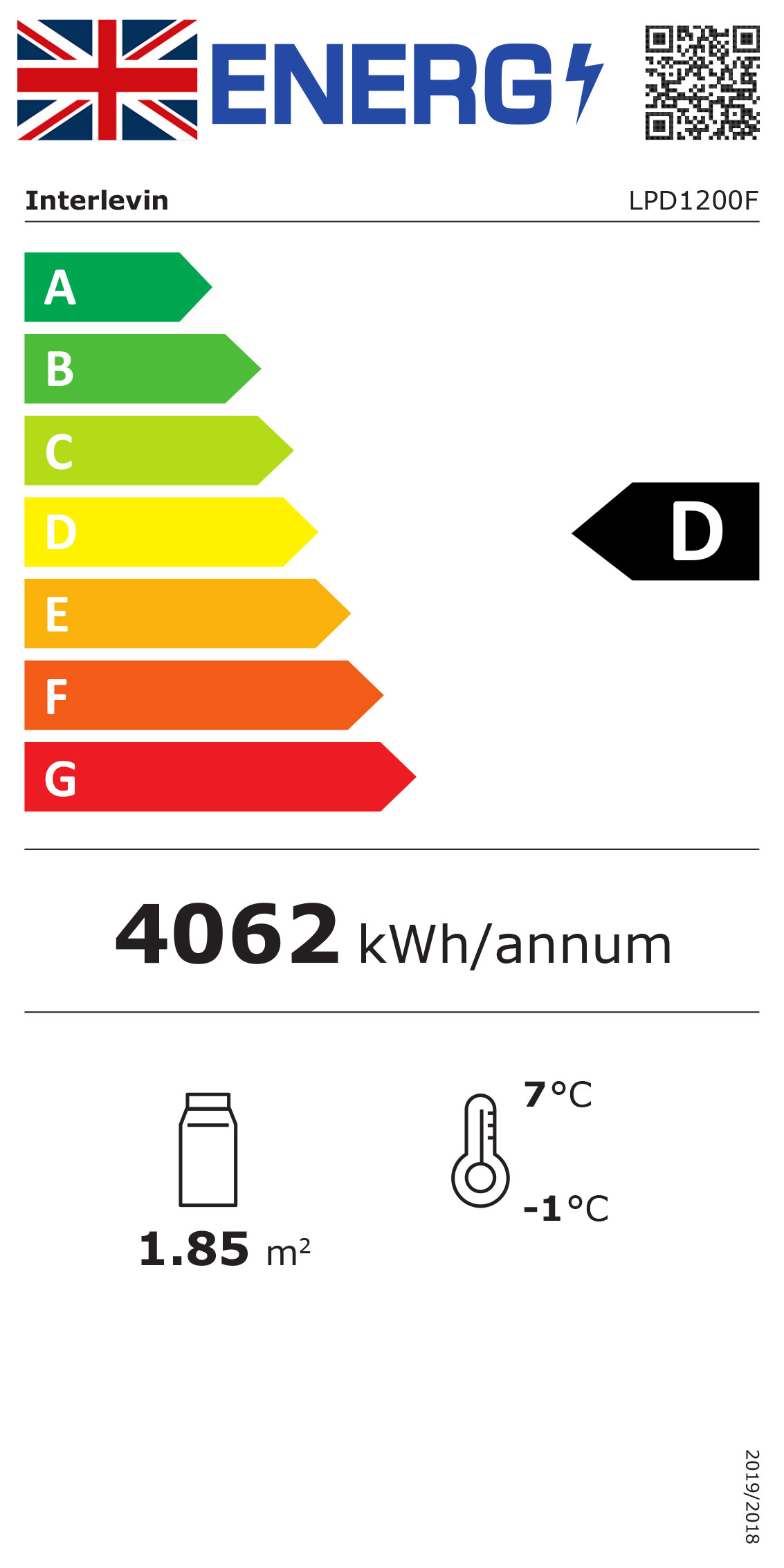 LPD1200F 1205mm Wide Flat Glass Patisserie Serve Over Counter Display Fridge Energy Rating