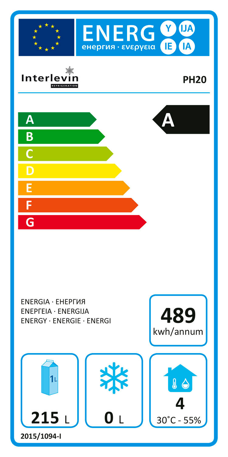 PH20 Medium Duty 280 Ltr 2 Door Stainless Steel Refrigerated Prep Counter Energy Rating