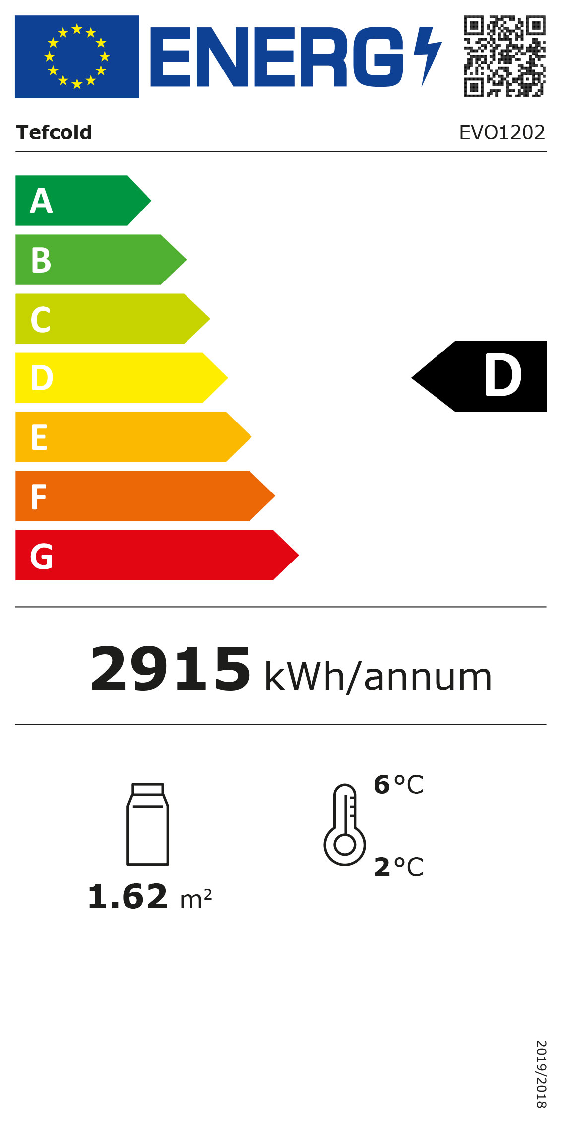 EVOK1202 1200mm Wide Flat Glass Stainless Steel Patisserie & Deli Display Fridge Energy Rating