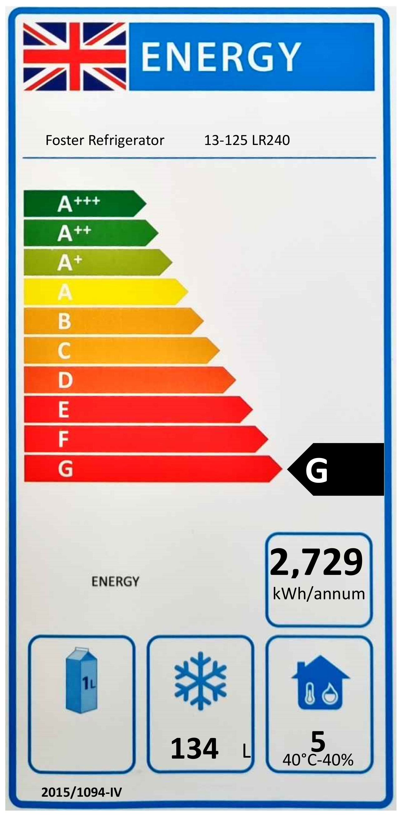 LR240 240 Ltr Undercounter Single Door Stainless Steel Freezer Energy Rating