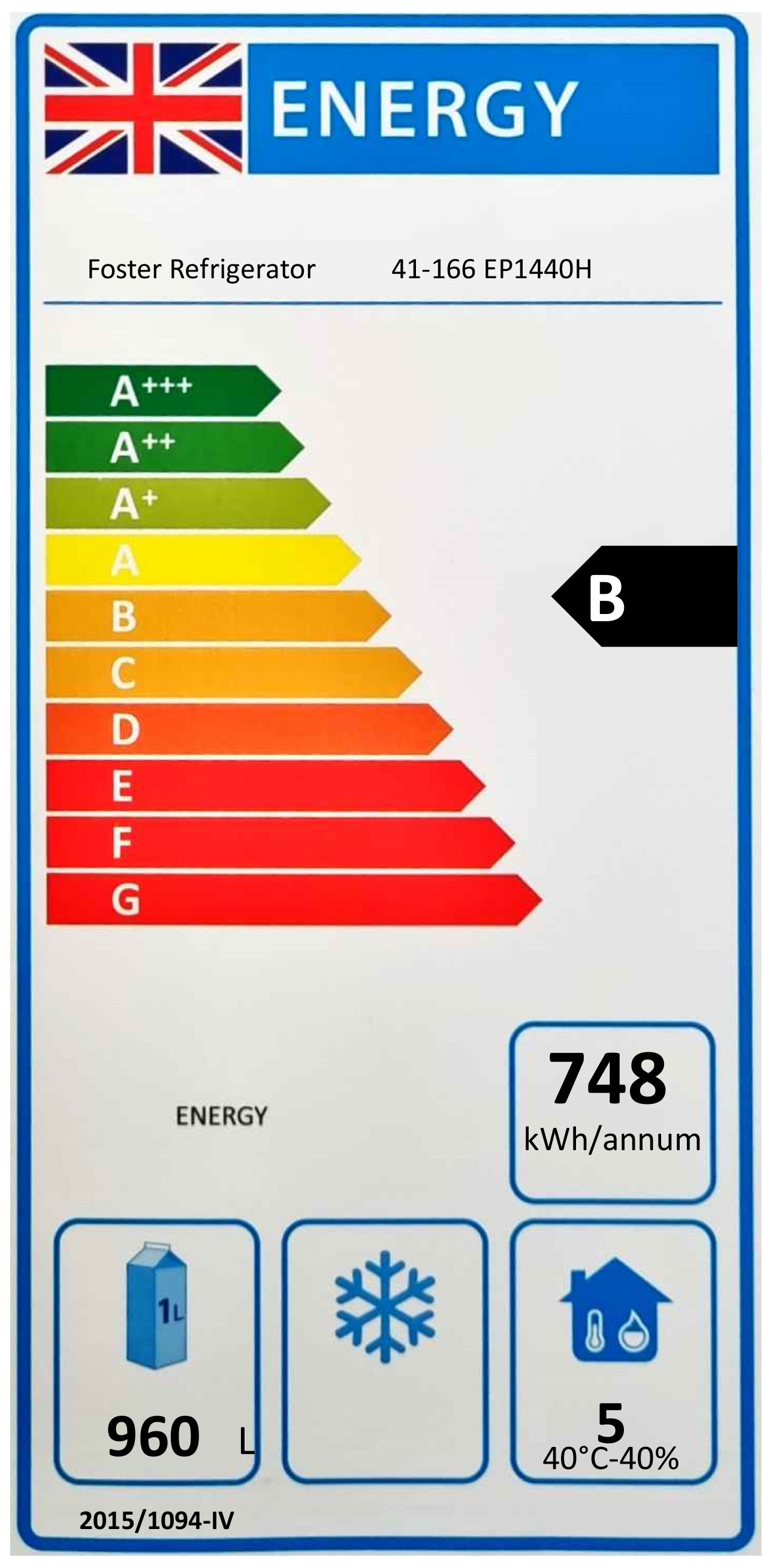 EcoPro G3 EP1440H Medium Duty 1350 Ltr Upright Double Door Stainless Steel Fridge Energy Rating