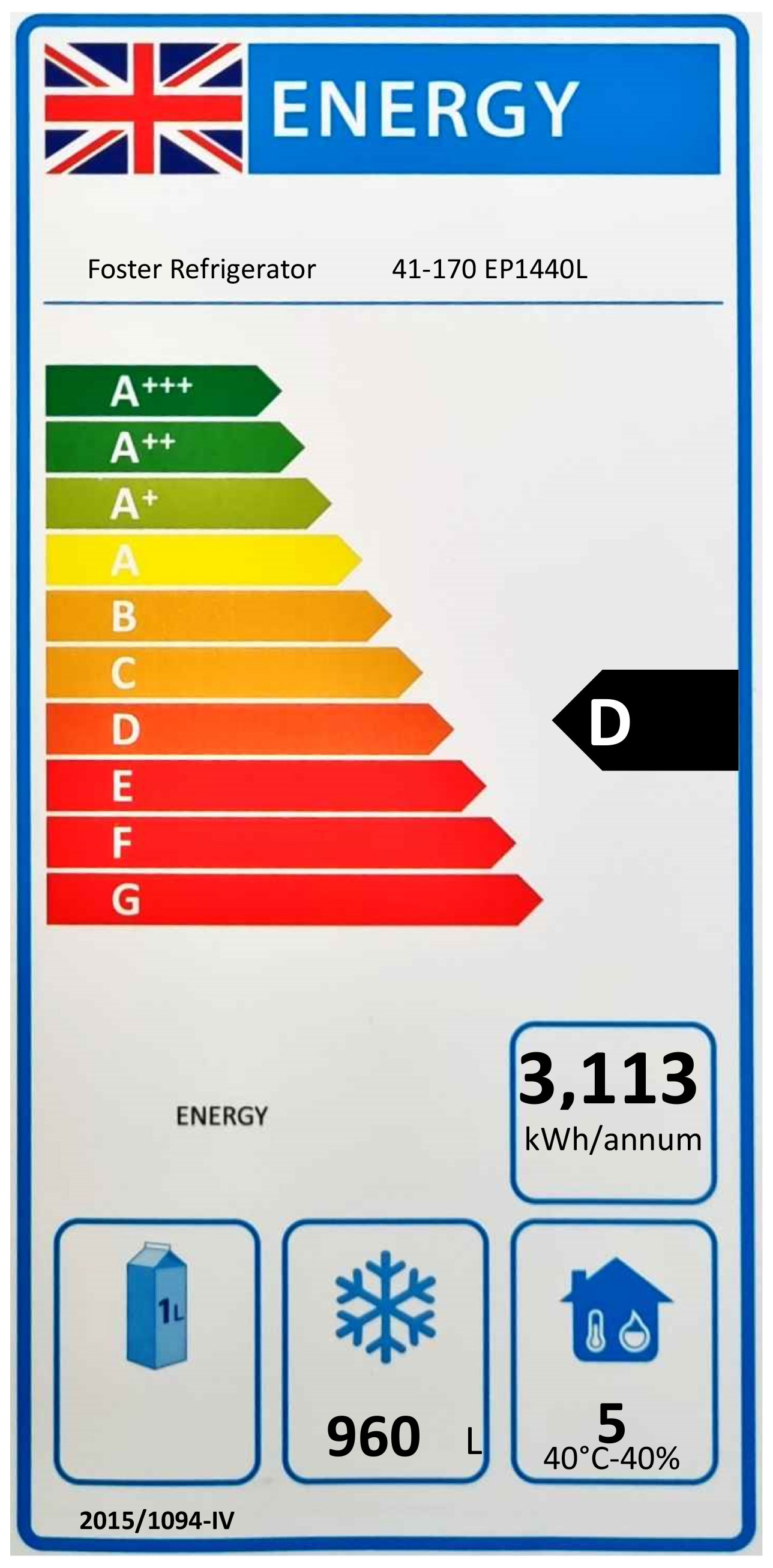 EcoPro G3 EP1440L Medium Duty 1350 Ltr Upright Double Door Stainless Steel Freezer Energy Rating