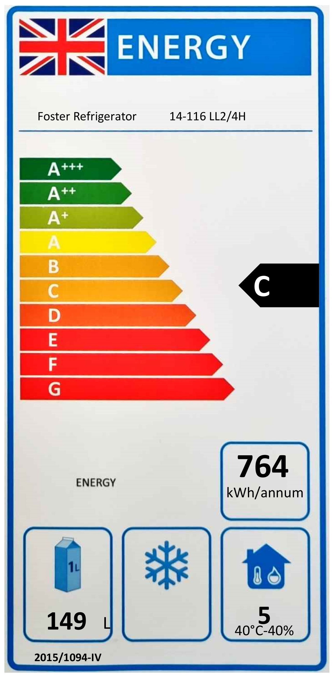 LL2/4H 279 Ltr 3 Drawer Stainless Steel Refrigerated Chef Base Energy Rating