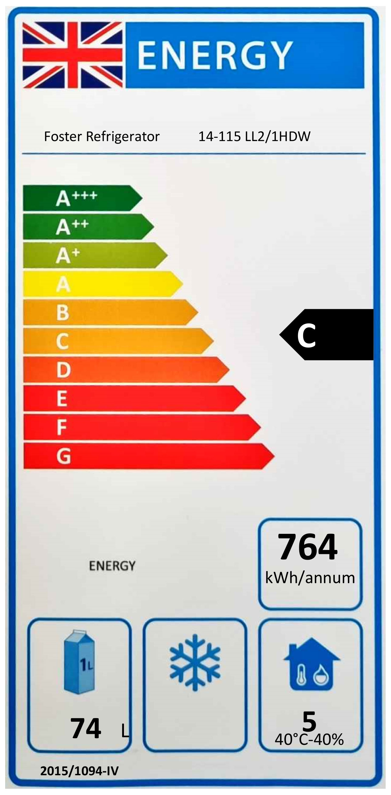 LL2/1HDRW 140 Ltr 2 Drawer Stainless Steel Refrigerated Chef Base Energy Rating