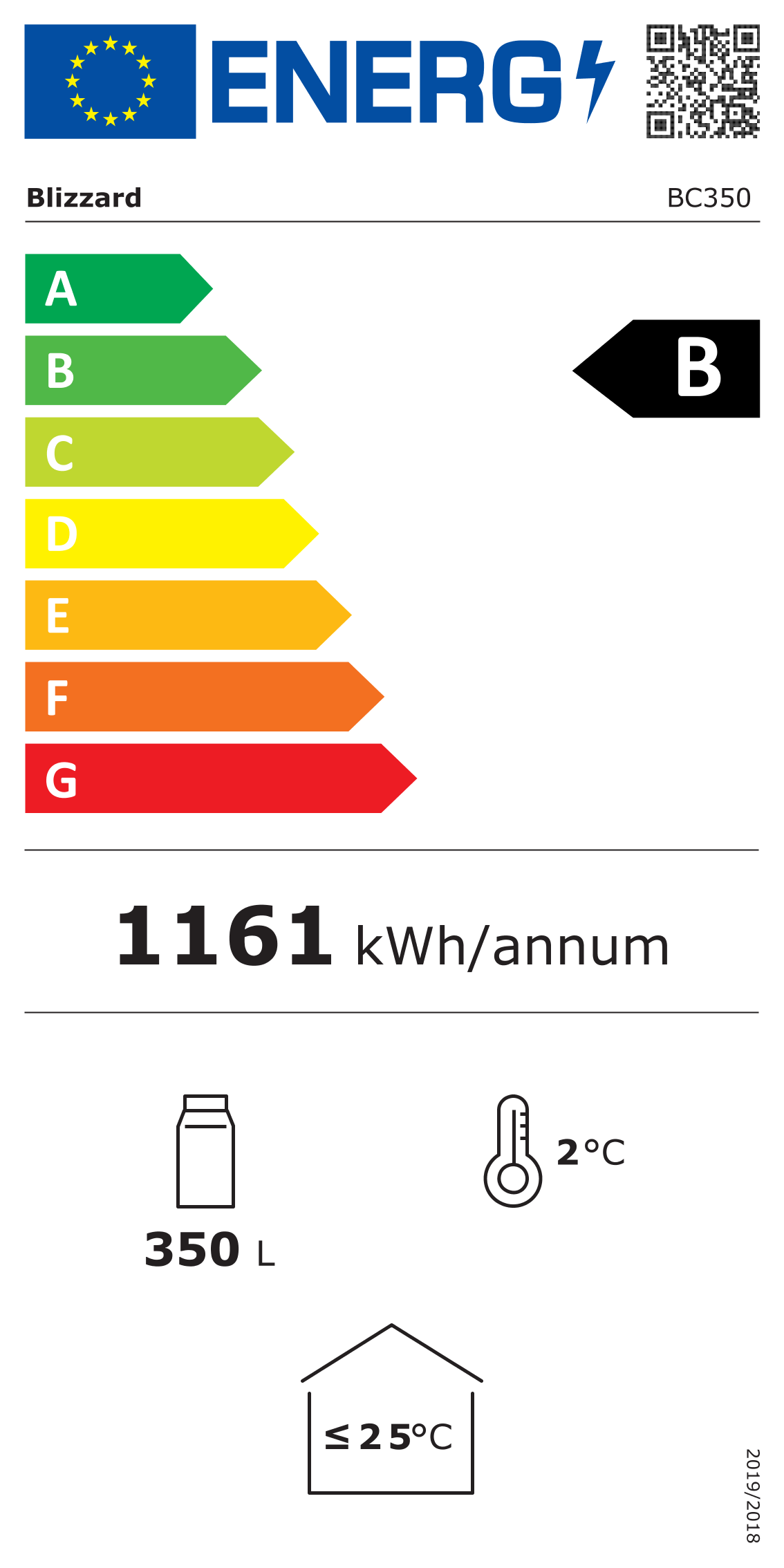 BC350 350 Ltr Upright Single Glass Door Black Display Fridge Energy Rating