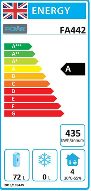G-Series FA442 88 Ltr 1 Door Stainless Steel Refrigerated Prep Counter Energy Rating
