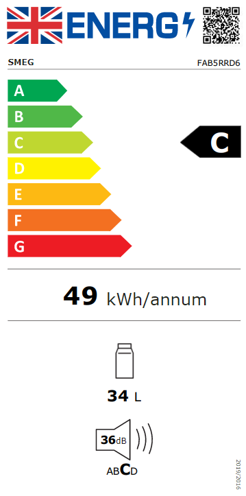 50s Style FAB5RRD6 40 Ltr Red Solid RH Hinge Door Hotel Minibar Fridge Energy Rating