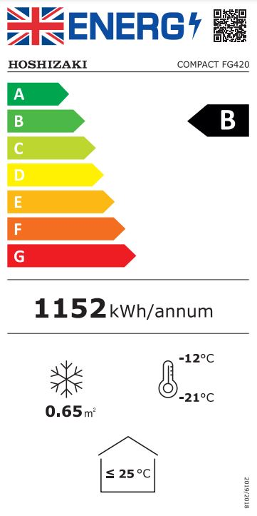 COMPACT FG420R C DR G U 343 Ltr Upright Single Glass Door Stainless Steel Display Freezer Energy Rating