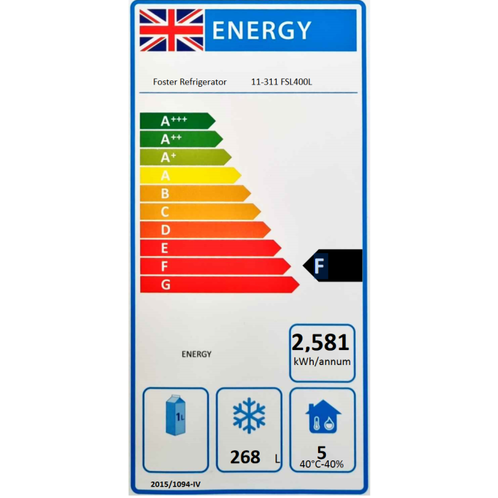 FSL400L Medium Duty 400 Ltr Upright Single Door Stainless Steel Freezer Energy Rating