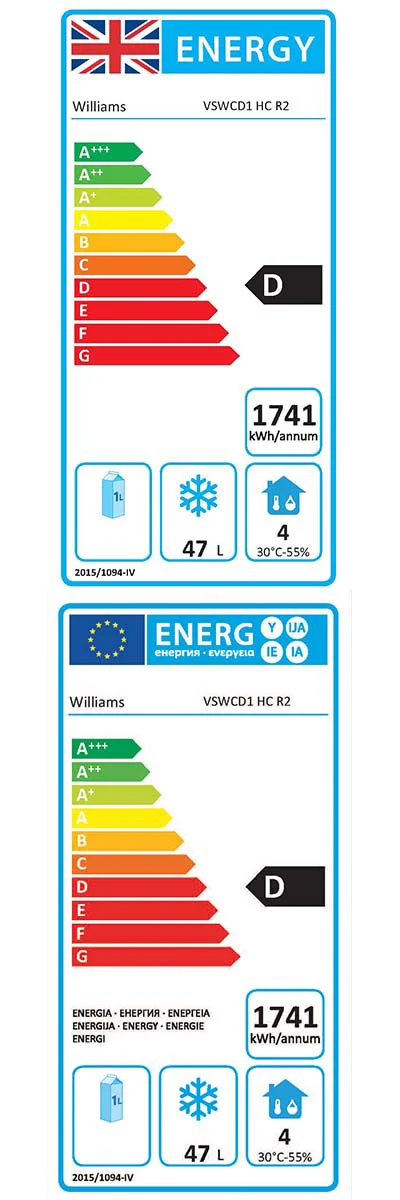 VSWCD1 105 Ltr 2 x 1/1GN Stainless Steel Dual Temperature Fridge / Freezer Drawers Energy Rating