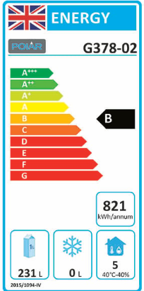 U-Series G378 339 Ltr 3 Door Stainless Steel Slimline Refrigerated Prep Counter Energy Rating