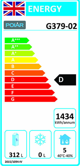 U-Series G379 449 Ltr 4 Door Stainless Steel Slimline Refrigerated Prep Counter Energy Rating