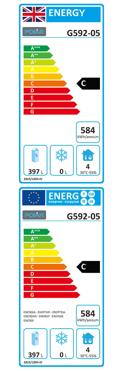 G-Series G592 Medium Duty 600 Ltr Upright Single Door Stainless Steel Fridge Energy Rating